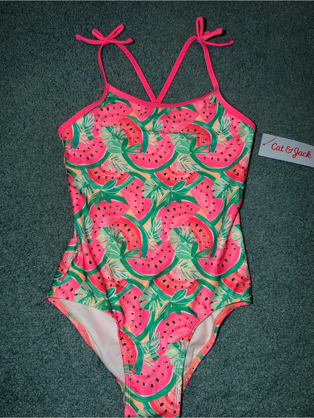 Cat & Jack Girls' Pink Watermelon One-Piece Swimsuit! 🍉